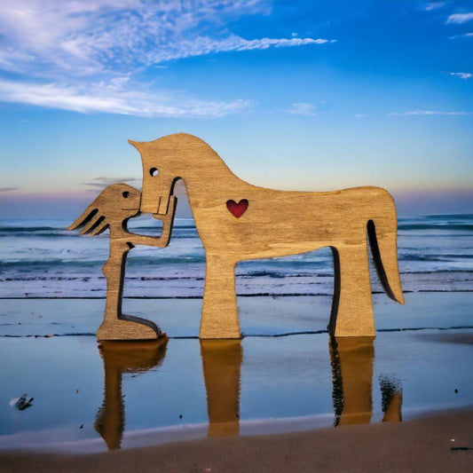 Heart Horse - wooden statue